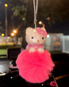 Ultra Bling Kitty Rearview Accessory Shiny Rhinestone Especially Bling Universal Diamond Pink