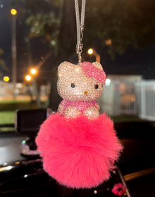  Ultra Bling Kitty Rearview Accessory Shiny Rhinestone Especially Bling Universal Diamond Pink