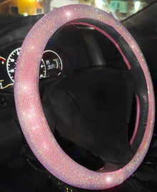  Ultra Bling Super Sparkling Rhinestones Universal Steering Wheel Covering (Pink)