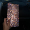 BING RHINESTONE CAR REGISTRATION AND INSURANCE DOCUMENT HOLDER, GLITTER CARD HOLDER, LETHER VEHICLE ACCESSORIES CAR ESSENTIALS GLOVE BOX ORGANIZER WALLET CASE PINK - Fashion Car Inc