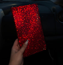  BING RHINESTONE CAR REGISTRATION AND INSURANCE DOCUMENT HOLDER, GLITTER CARD HOLDER, LETHER VEHICLE ACCESSORIES CAR ESSENTIALS GLOVE BOX ORGANIZER WALLET CASE RED - Fashion Car Inc