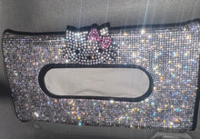  BLING BLING CAR SUN VISOR TISSUE BOX HOLDER, LEATHER CRYSTALS AUTO INTERIOR ACCESSORIES PAPER TOWEL SILVER PINK CAT - Fashion Car ®