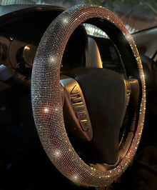  Car Bling Steering Wheel Cover for Women Girls 15 Inch Universal Colorful Crystal Rhinestone Diamond Rainbow Bling Accessories Anti Slip Wheel Protector Sparkling - Fashion Car Inc