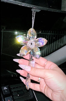  Crystal Flower Car Rear View Mirror Pendant Car Hanging Ornament Lucky Car Accessories (Colorful)) - Fashion Car Inc