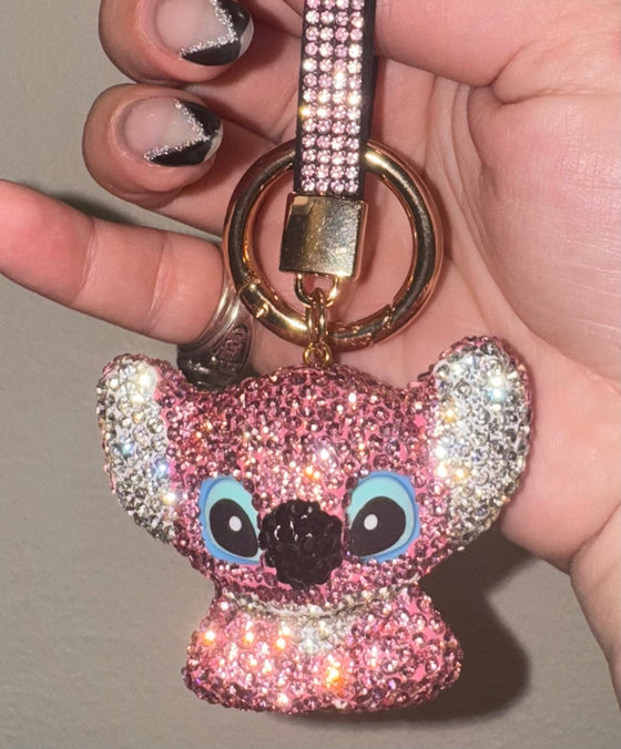 CRYSTAL KEYCHAIN, KEY CHAINS ACCESSORIES WITH ULTRA BLING RHINESTONES LITLE MONSTER PINK - Fashion Car ®