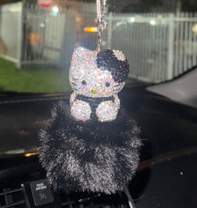  EXTRA BLING KITTY REARVIEW ACCESSORY SHINY RHINESTONE ESPECIALLY BLING UNIVERSAL DIAMOND BLACK - Fashion Car ®