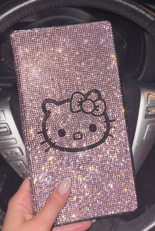  EXTRA BLING RHINESTONE CAR REGISTRATION AND INSURANCE DOCUMENT HOLDER, GLITTER CARD HOLDER, LETHER VEHICLE ACCESSORIES CAR PINK KITTY - Fashion Car Inc