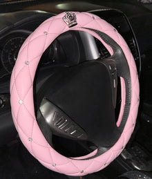  Pink Crown Juicy steering wheel covers with embedded frontal stones - Fashion Car Inc