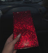 BING RHINESTONE CAR REGISTRATION AND INSURANCE DOCUMENT HOLDER, GLITTER CARD HOLDER, LETHER VEHICLE ACCESSORIES CAR ESSENTIALS GLOVE BOX ORGANIZER WALLET CASE RED