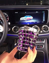 Proof Crystal Diamond Car Ashtray with Lid Blue Led Light Bling Portable Mini Trash Can for Car Cylinder Cup Holder