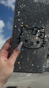 BING RHINESTONE CAR REGISTRATION AND INSURANCE DOCUMENT HOLDER, GLITTER CARD HOLDER, LETHER VEHICLE ACCESSORIES CAR ESSENTIALS GLOVE BOX ORGANIZER WALLET CASE KITTY SILVER