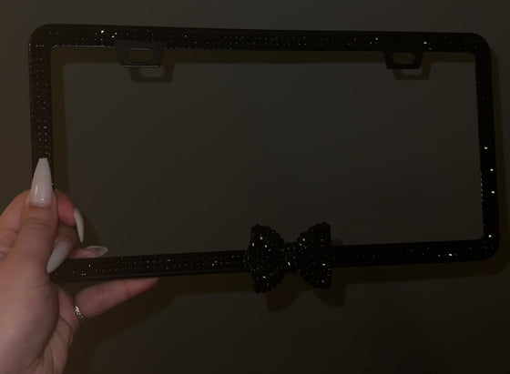 Black  LICENSE PLATE DIAMONDS WITH BOW Black