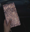 BING RHINESTONE CAR REGISTRATION AND INSURANCE DOCUMENT HOLDER, GLITTER CARD HOLDER, LETHER VEHICLE ACCESSORIES CAR ESSENTIALS GLOVE BOX ORGANIZER WALLET CASE PINK