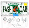 Silver LICENSE PLATE frame DIAMONDS WITH BOW blue - Fashion Car Inc