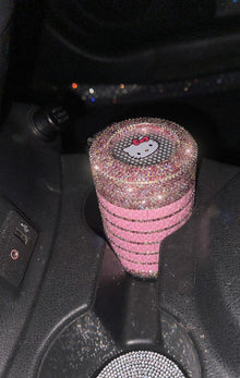  SMELL PROOF CRYSTAL DIAMOND CAR ASHTRAY CAT PINK WITH LID BLUE LED LIGHT BLING PORTABLE MINI TRASH CAN FOR CAR CYLINDER CUP HOLDER - Fashion Car Inc