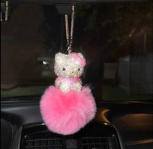  Ultra Bling Kitty Rearview Accessory Shiny Rhinestone Especially Bling Universal Diamond Pink Soft - Fashion Car Inc