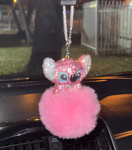 ULTRA BLING LITTLE MONSTER REARVIEW ACCESSORY SHINY RHINESTONE ESPECIALLY BLING UNIVERSAL DIAMOND GIRLFRIEND PINK - Fashion Car ®