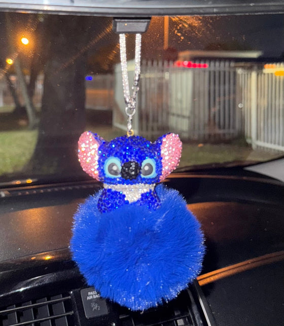 ULTRA BLING LITTLE MOSTER REARVIEW ACCESSORY SHINY RHINESTONE ESPECIALLY BLING UNIVERSAL DIAMOND BLUE - Fashion Car ®