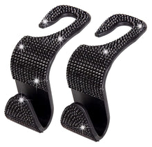  2PCS Car Seat Hooks, Bling Car Rhinestone Headrest Hooks, Universal Bling Car Interior Accessories, for Handbag, Clothes, Purse, Water Bottle (Black) - Fashion Car Inc