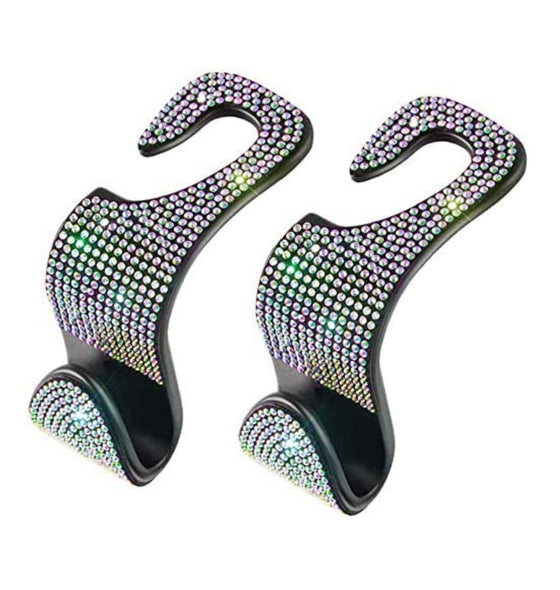 2PCS Car Seat Hooks, Bling Car Rhinestone Headrest Hooks, Universal Bling Car Interior Accessories, for Handbag, Clothes, Purse, Water Bottle (Colorful) - Fashion Car Inc