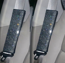  2pcs/Set Crystal Diamond Car Seat Belt Shoulder Pads - Rhinestone Leather Handcraft Seatbelt Cover Bling Bling Car Accessories for Women, Lady - Universal Fit(Small White Diamond) - Fashion Car Inc