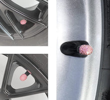  4 Pack Handmade Crystal Rhinestone Car Tire Valve Stem Caps, Car Wheel Tire Valve, Attractive Dustproof Bling Car Accessories, Universal for Cars, Trucks and Motorcycles-Pink - Fashion Car Inc