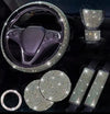 7 PCS Bling Car Accessories for Women, Sparkly Rhinestone Diamond Steering Wheel Cover, Bling Seat Belt Cushion, Shift Knob Cover, Push Start Button Ring, Car Cup Holder Coaster, Multicolor - Fashion Car Inc