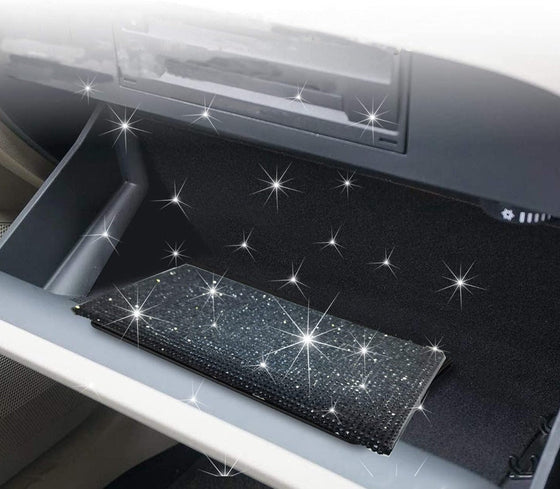 Bing Rhinestone Car Registration and Insurance Document Holder, Glitter card holder, Lether Vehicle Accessories Car Essentials Glove Box Organizer Wallet Case Black - Fashion Car Inc