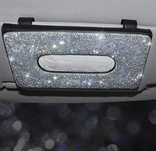  Bling Bling Car Sun Visor Tissue Box Holder, Leather Crystals Auto Interior Accessories Paper Towel Cover Case for Ladies Girls (Silver) - Fashion Car Inc