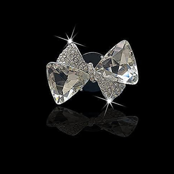 Bling Bow Vent Clips, Crystal Bow-Knot Car Diffuser Vent Clip Rhinestone Bow Car Accessories for Air Fresheners Car Interior Decor Crystal Car Decoration for Women(Silver) - Fashion Car Inc