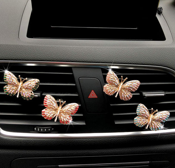 Bling Butterfly Car Accessories, Cute Car Air Freshener, Car Interior Decoration Charm, Rhinestone Car Air Vent Clip, Glam Car Deco - Fashion Car Inc