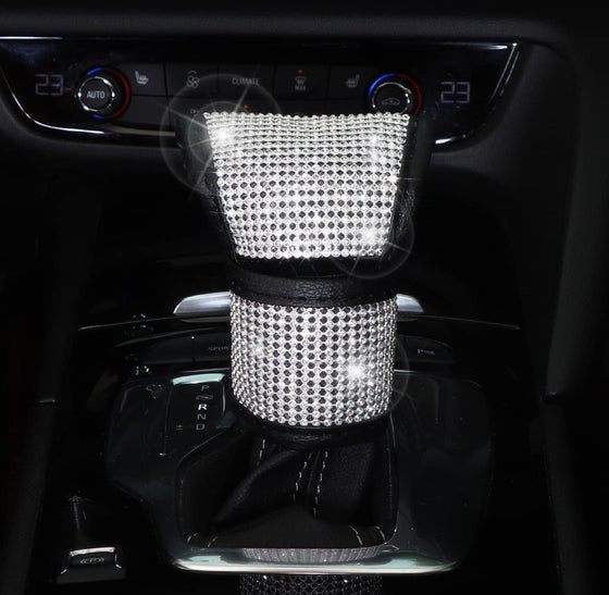 Bling Car Accessories for Women,7 Pack Sparkly Rhinestone Diamond Steering Wheel Cover Set,Bling Seat Belt Cushion,Shift Knob Cover,Push Start Button Accessories,Car Cup Coaster,Silver - Fashion Car Inc