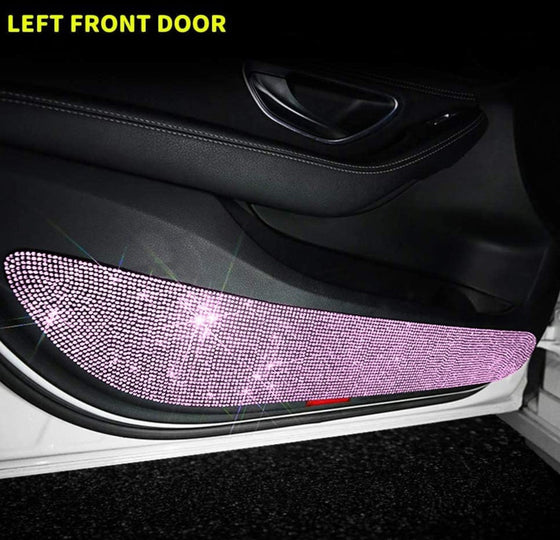 Bling Car Door Anti-Kick Pad Crystal Door Protective Pad Universal Anti-Kick Dirty Stickers Anti-Collision Stickers,4 Pack/Set(2 Pack for Front Door and 2 Pack for Back Seat Door),Pink - Fashion Car Inc