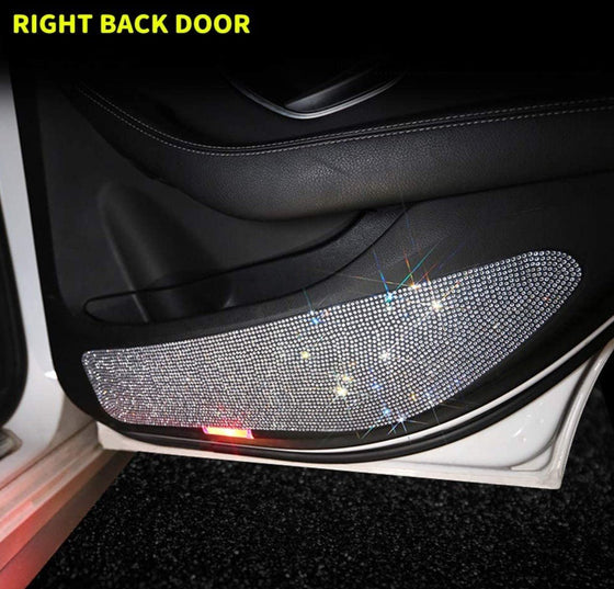 Bling Car Door Anti-Kick Pad Crystal Door Protective Pad Universal Anti-Kick Dirty Stickers Anti-Collision Stickers,4 Pack/Set(2 Pack for Front Door and 2 Pack for Back Seat Door), Pure White - Fashion Car Inc