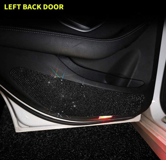 Bling Car Door Anti-Kick Pad Crystal Door Protective Pad Universal Anti-Kick Dirty Stickers Anti-Collision Stickers,4 Pack/Set(2 Pack for Front Door and 2 Pack for Back Seat Door),Black - Fashion Car Inc