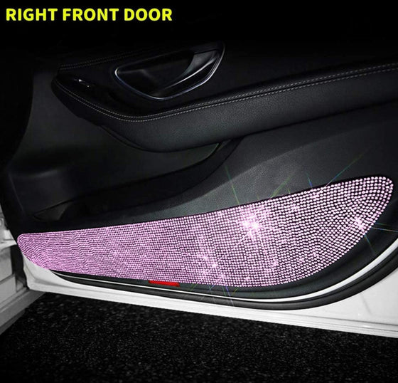 Bling Car Door Anti-Kick Pad Crystal Door Protective Pad Universal Anti-Kick Dirty Stickers Anti-Collision Stickers,4 Pack/Set(2 Pack for Front Door and 2 Pack for Back Seat Door),Pink - Fashion Car Inc