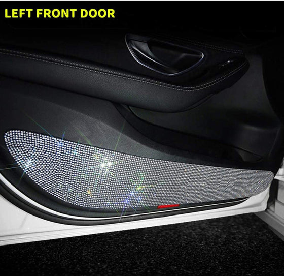 Bling Car Door Anti-Kick Pad Crystal Door Protective Pad Universal Anti-Kick Dirty Stickers Anti-Collision Stickers,4 Pack/Set(2 Pack for Front Door and 2 Pack for Back Seat Door), Pure White - Fashion Car Inc