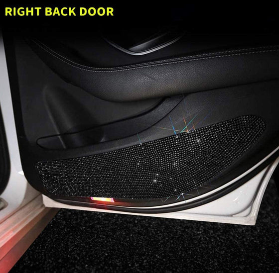 Bling Car Door Anti-Kick Pad Crystal Door Protective Pad Universal Anti-Kick Dirty Stickers Anti-Collision Stickers,4 Pack/Set(2 Pack for Front Door and 2 Pack for Back Seat Door),Black - Fashion Car Inc