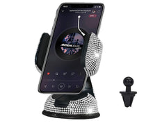  Bling Car Phone Holder, 360°[Adjustable & Stable] Crystal Universal Phone Mount for Car, Windshield Dashboard Air Vent Car Stand Phone Holder, (White) - Fashion Car Inc