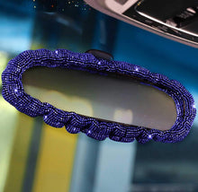  Bling Charm Car Rearview Mirror Elastic Decorative Cover with Shiny Rhinestones for Women Universal Fit (Blue)) - Fashion Car Inc