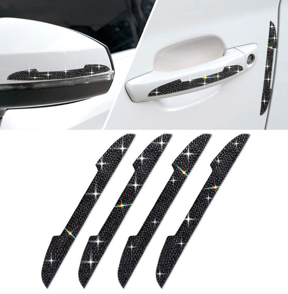 Bling Door Anti-Collision Strip Protection Stickers Car Side Edge Rhinestones Guards Protector Scratch Guard, for Side Rearview Mirror and Car Door Handle (Black) - Fashion Car Inc