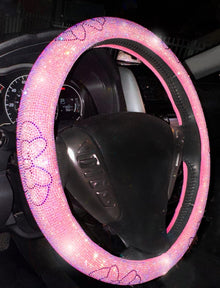  Bling Steering Wheel Cover with Sparkly Diamond Rhinestones, Gorgeous Accessory with Anti Slip Lining Ultra Bling Especially Shiny Mouse Diamond Universal (Pink)) - Fashion Car Inc