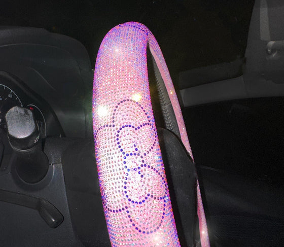 Bling Steering Wheel Cover with Sparkly Diamond Rhinestones, Gorgeous Accessory with Anti Slip Lining Ultra Bling Especially Shiny Mouse Diamond Universal (Pink)) - Fashion Car Inc