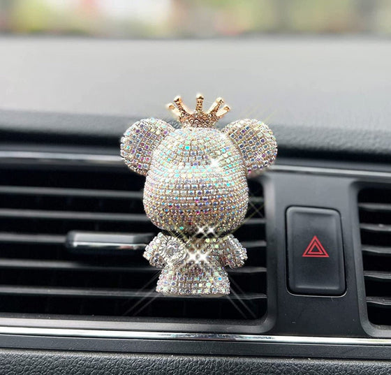 Car Air Freshener Clips Decor, Cute Car Interior Hanging Accessories Bling Rhinestone Bear for Car Air Vent Clip Decoration, - Fashion Car Inc