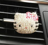 CAR BLING INTERIOR ACCESSORIES, CAR AIR VENT RHINESTONE DIAMOND DECORATION - PINK Cat - Fashion Car Inc