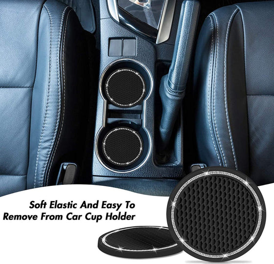 Car Cup Holder Coaster, SHANSHUI Universal Rubber Cup Holder Interior Accessories 2.75 Inches Anti-Slip Vehicle Coaster for Nissan,Mazda and Most Cars(Black/ 2Pcs) - Fashion Car Inc