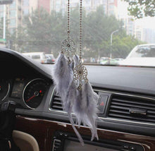  Car Rear View Mirror Hanging Pendant, Feather Dream Catcher Crystal Charm Bling Car Deco Accessories for Women (Grey) - Fashion Car Inc