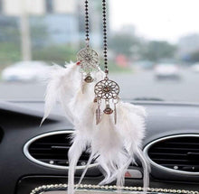  Car Rear View Mirror Hanging Pendant, Feather Dream Catcher Crystal Charm Bling Car Deco Accessories for Women (White) - Fashion Car Inc