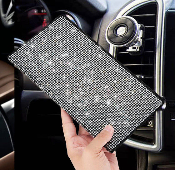 Car Registration and Insurance Holder Vehicle License Document Holder for Cards, Driver License and Essential Document registration and insurance card holder Glove Box Organizer Bling Rhinestone Silver - Fashion Car Inc