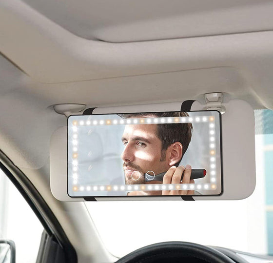 Car Sun Visor Vanity Mirror, Rechargeable Makeup Mirror with 3 Light Modes & 60 LEDs - Dimmable Clip-on Rear View Sun-Shading Cosmetic Mirror with Touch on Screen, Universal for Car Truck SUV - Fashion Car Inc